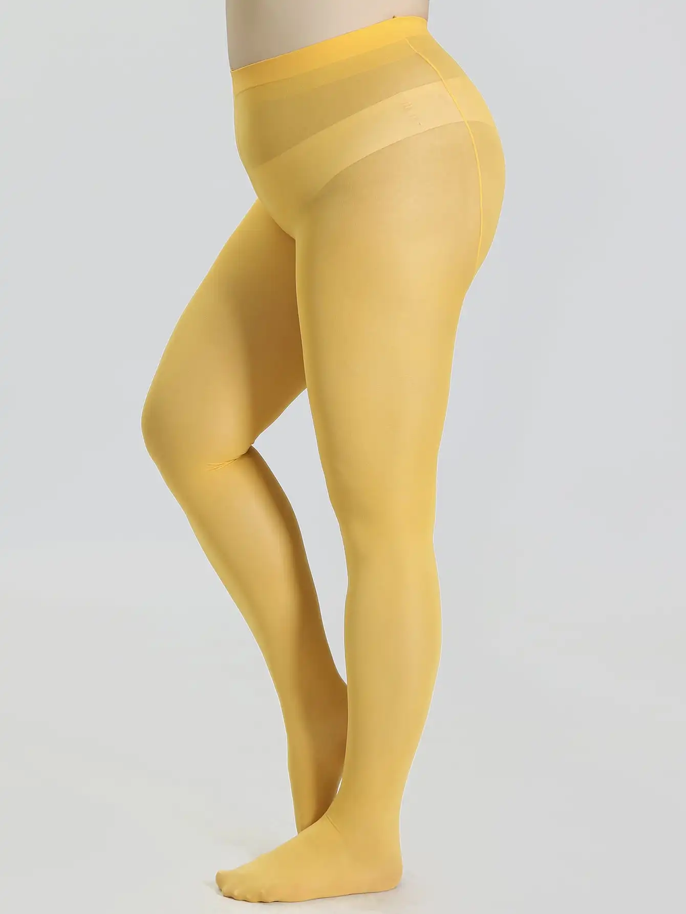 Plus Size YellowSolid Color Pantyhose for Women Radiate Confidence in Style: Embrace the Sun with These