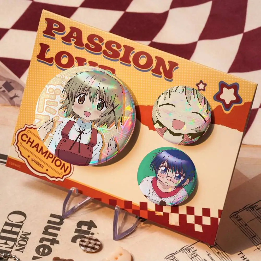 Anime H-Hidamari Sketch For Badge Personalized Custom Laser Reflective Badge Hologram Metal Enamel Pin Brooch Souvenir Gift