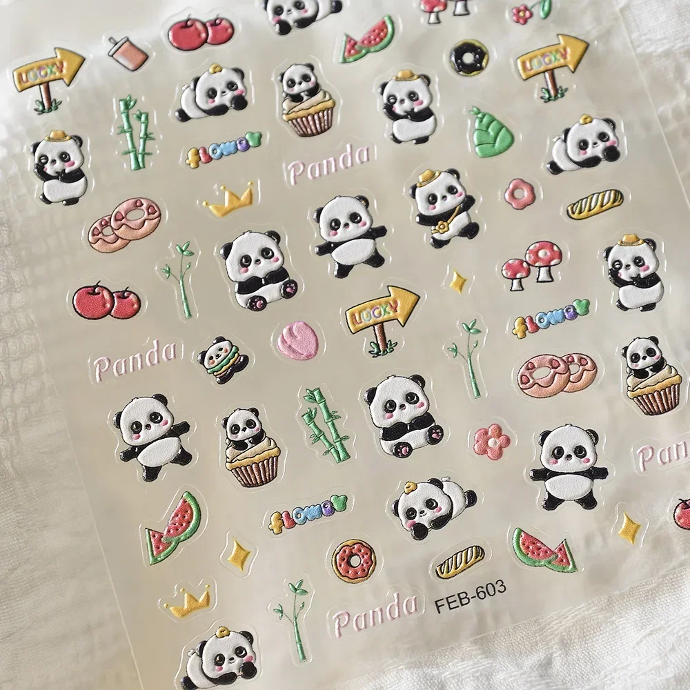 Lucky Koi Fish Nail Sticker Chinese Style Panda Nail Art Decorations Butterfly New Year Stickers Press on Nail Decals