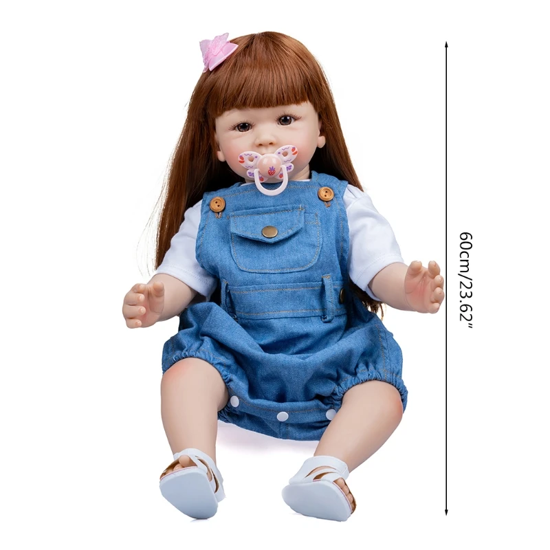 60 23 Zoll Reborns für Baby Mädchen für Puppenpflege für Realistischer handgefertigter Körper aus weichem Vinyl