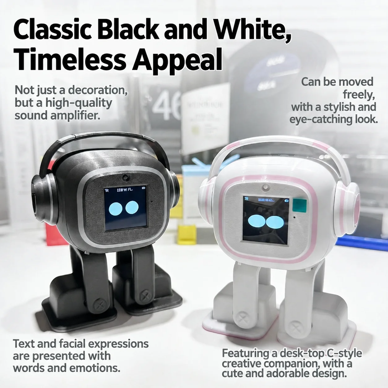 EMO AI Robot with Camera Magnetic Charging Base 27 Languages Voice Control Chat Dancing Music Smart Pet Robot Gift