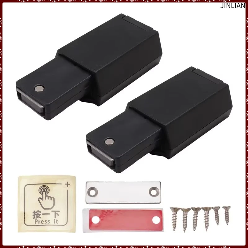 2 Pack Heavy Duty Push Latch & Lock For Door Touch Latches And Catch Magnet Push Release Drawer Pull Tip, Black Durable
