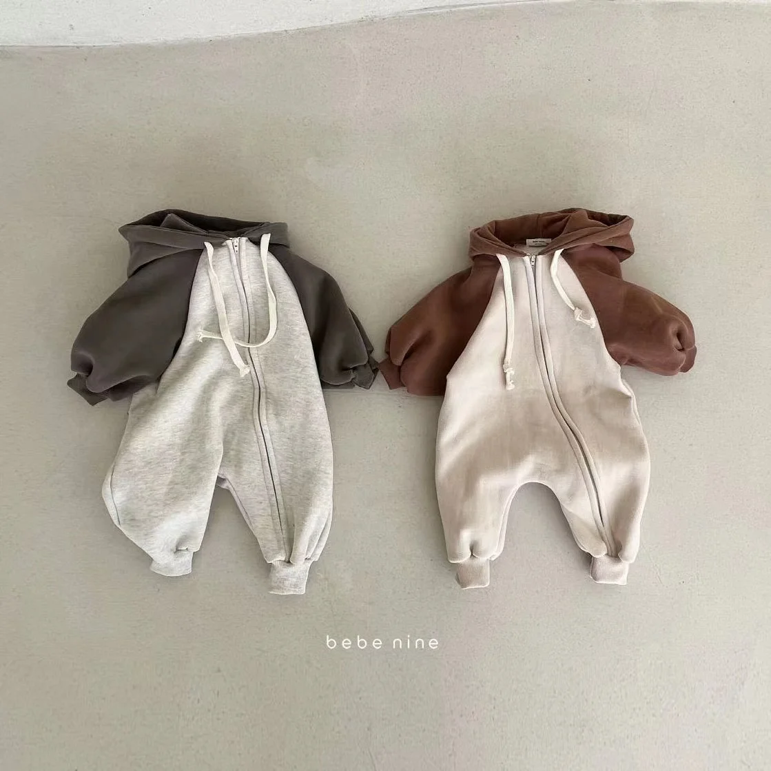 

Korean Newborn Baby Jumpsuit 2023 Spring and Autumn Pure Cotton Hooded Boy's One Piece Clothes Casual Climbing Clothes