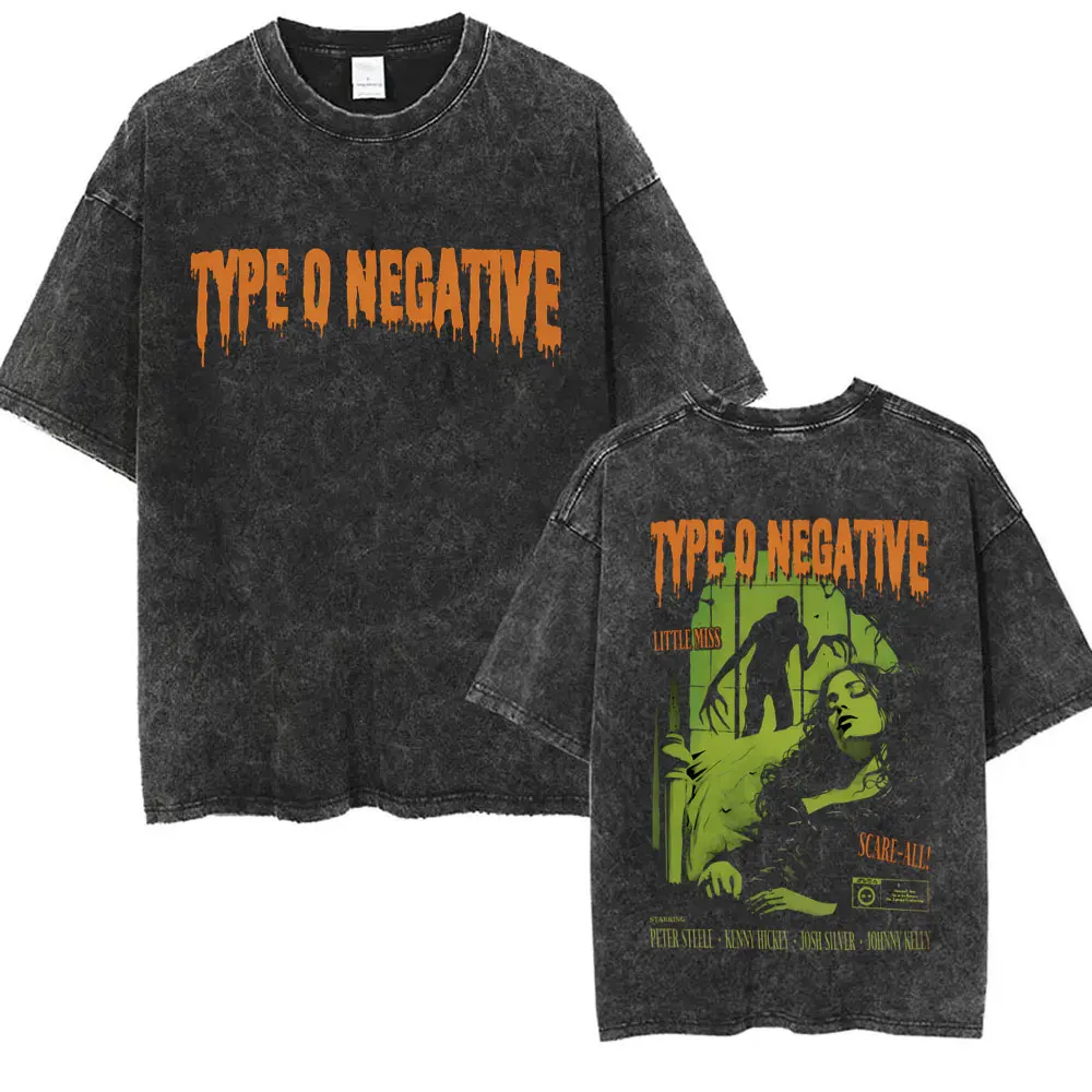

Type O Negative Band Vintage Washed T-shirt Men Women Vintage Gothic Rock Metal Streetwear High Quality Cotton Oversized T Shirt