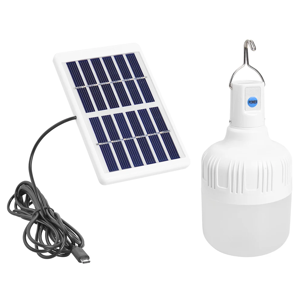 USB Rechargeable 13 W Solar Light Outdoor Solar Bulb Hanging Lamp 3 Light Modes Solar Patio Lights for Garden Patio Garage Camp