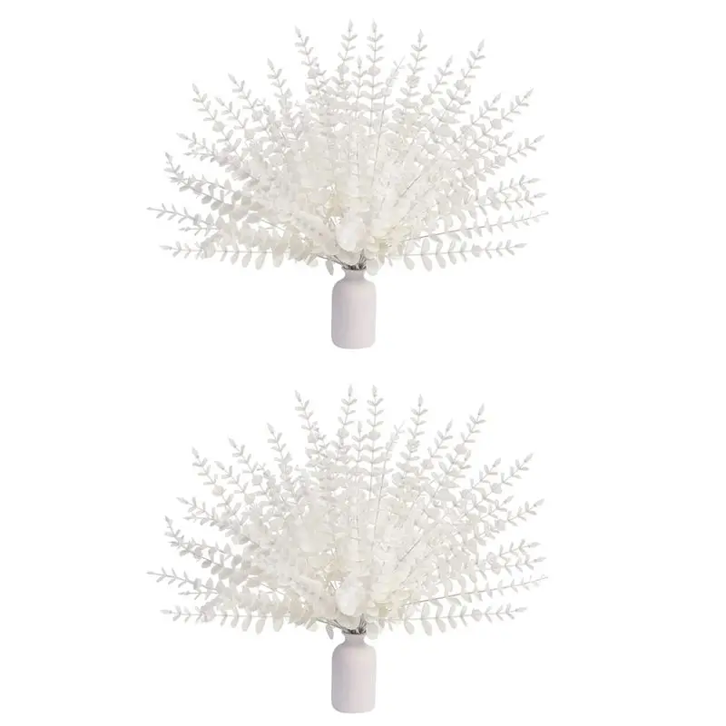 ABKW-White Artificial Eucalyptus Stems,72Pcs Faux Eucalyptus Branches Leaves For Floral Arrangement Wedding Bouquet Decor