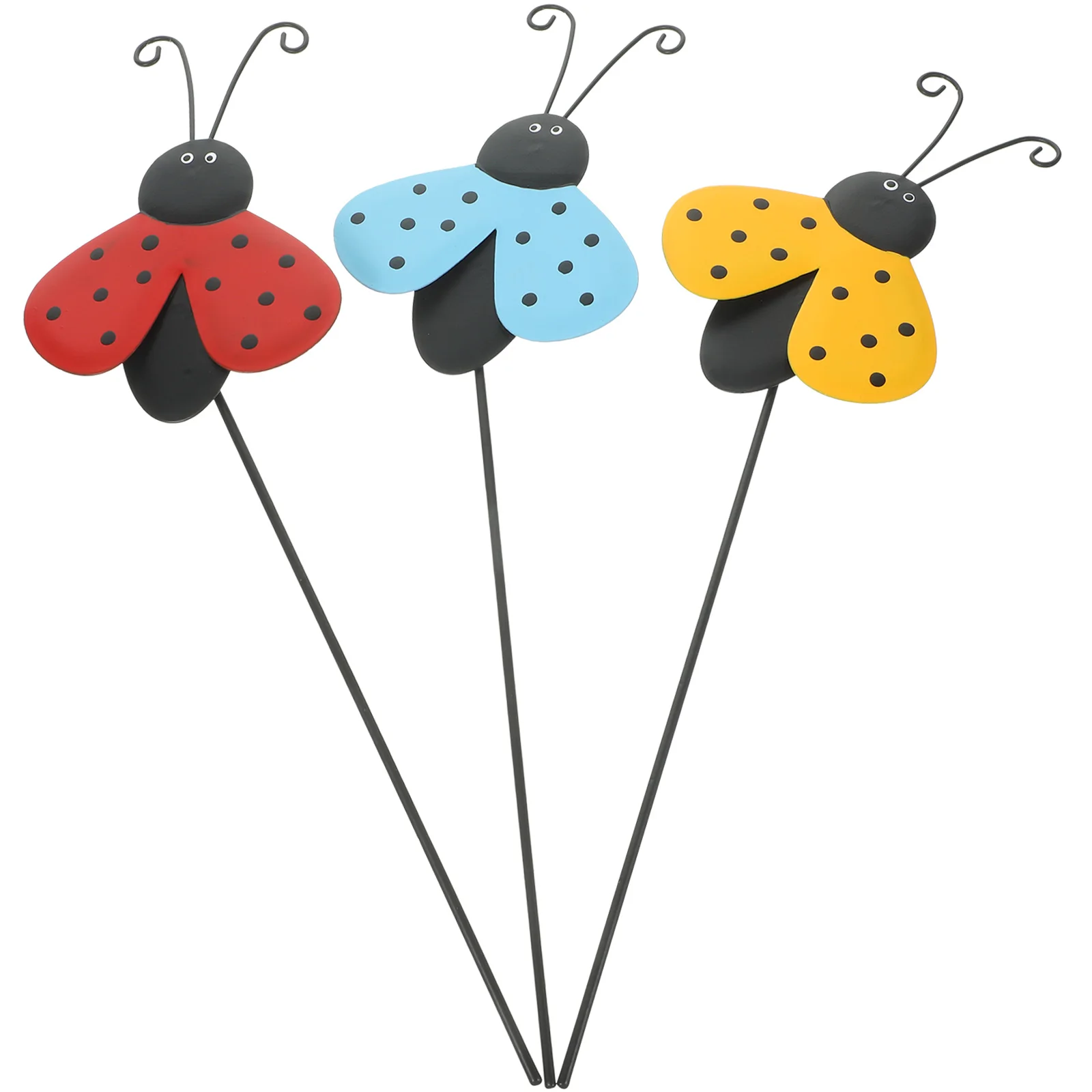3 stks Kleurrijke Lieveheersbeestje Tuin Stake Decor Simulatie Insect Gazon Ornament Voor Outdoor Yard Patio Bloempot Decoratie