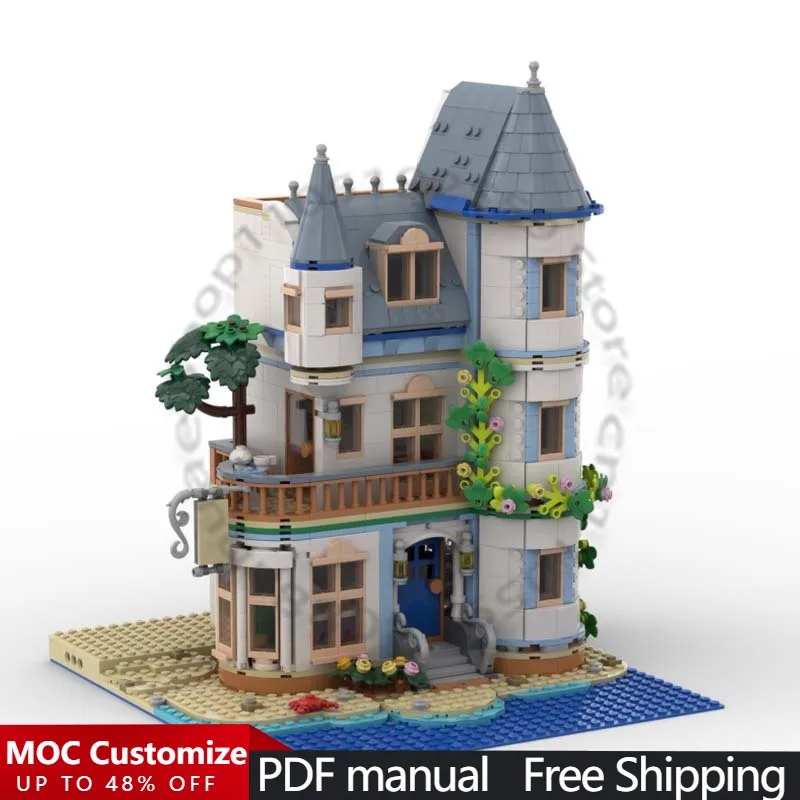 

1616 PCS Modular Building Beach Castle Bed & Breakfast - Modular and MILS Compatible MOC Customize DIY Boys Toy Christmas Gift