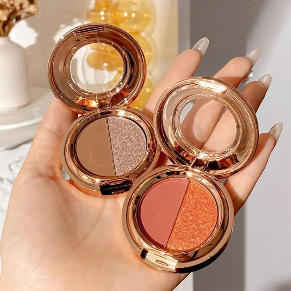 New Pearlescent Glitter Eyeshadow Palette Long Lasting Brighten Eyeshadow Tray Pumpkin Colored Matte Blush Palette Face Makeup