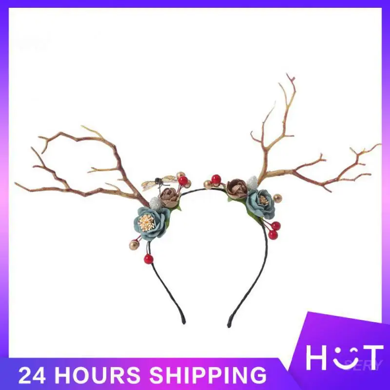 

Merry Christmas Headbands Snowflake Antler Elk Hair Band Red Decorations New Year Decor Women Classic Red Accessories Gifts