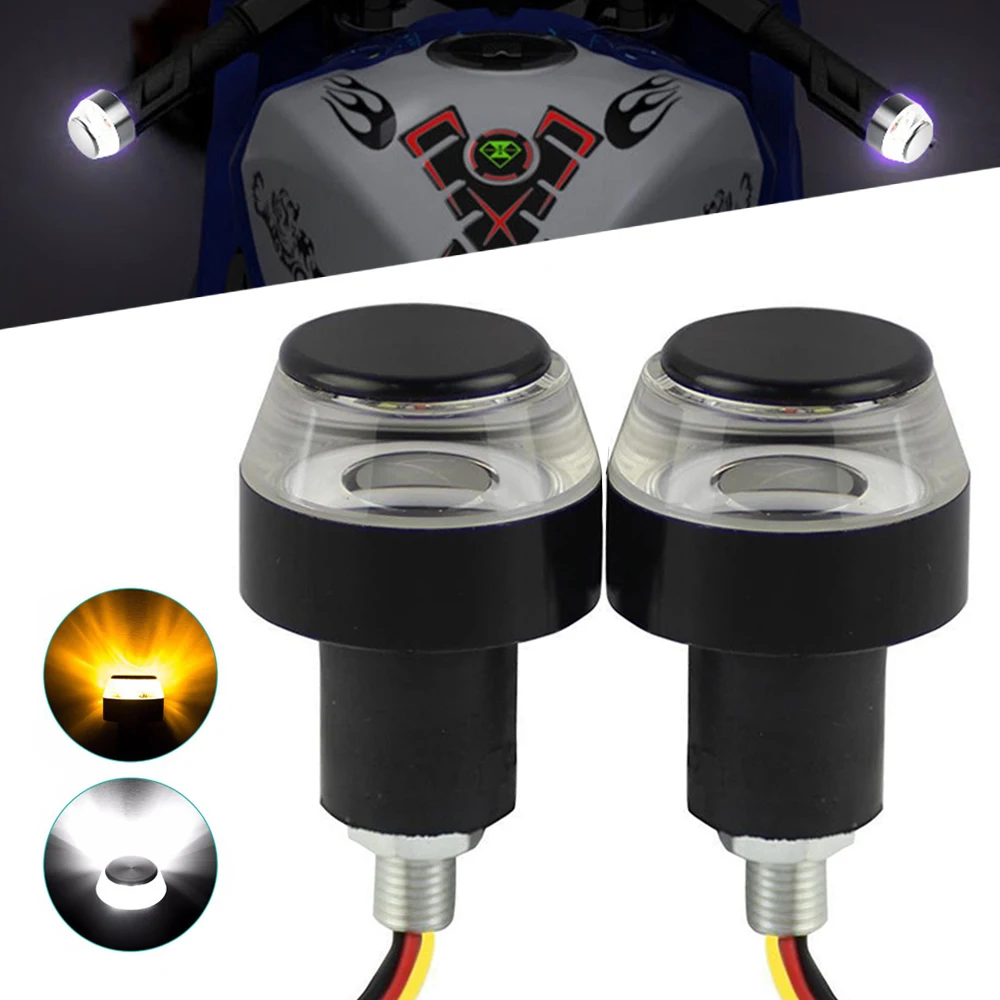 

NSXINQI 1 Pair Motorcycle Turn Signal Light Handle Bar End Indicator Blinker Handlebar LED Lamp Bike Handlebar Light