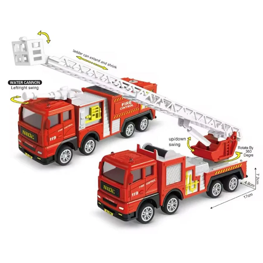 1pc-Alloy Fire Truck 1:32 Simulation Firefighting Diecast Rescue Vehicle Fire Ladder Engineering Car Model Kid Toy Birthday Gift
