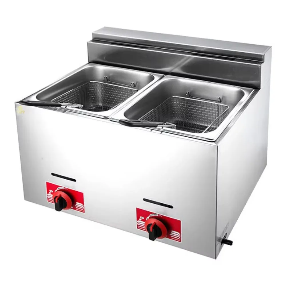 

Hot-selling product: Double-cylinder deep fryer, restaurant French fryer, 12L deep fryer for sale.