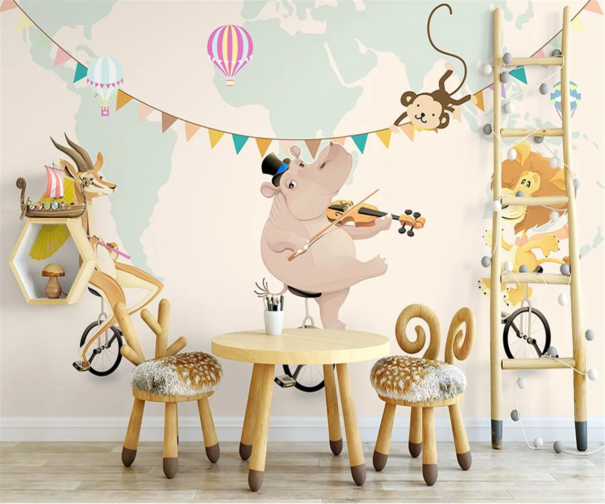 

Custom Photo Mural 3D Hand Painted hand drawn cartoon animals Cute Children Room Bedroom Decor Wall Painting 3d Wallpaper