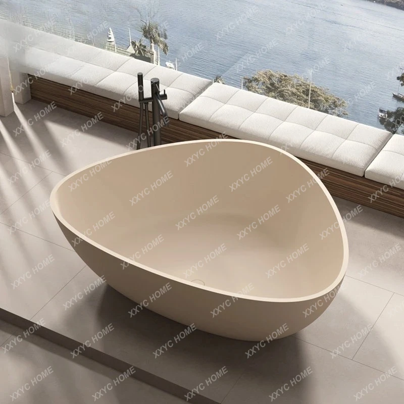 Artificial stone free-standing triangular arc bathtub Internet celebrity hotel couple adult bath