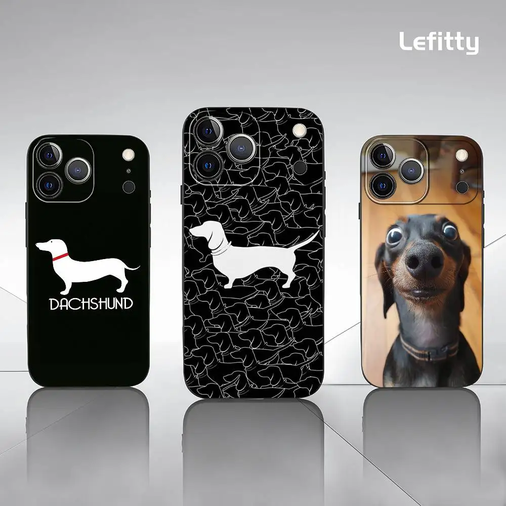 

Cute Sausage Dog Dachshund Phone Case For iPhone 17 16 15 14 13 12 11 Pro Max Plus Mini Black Frosted Soft Shell Funda