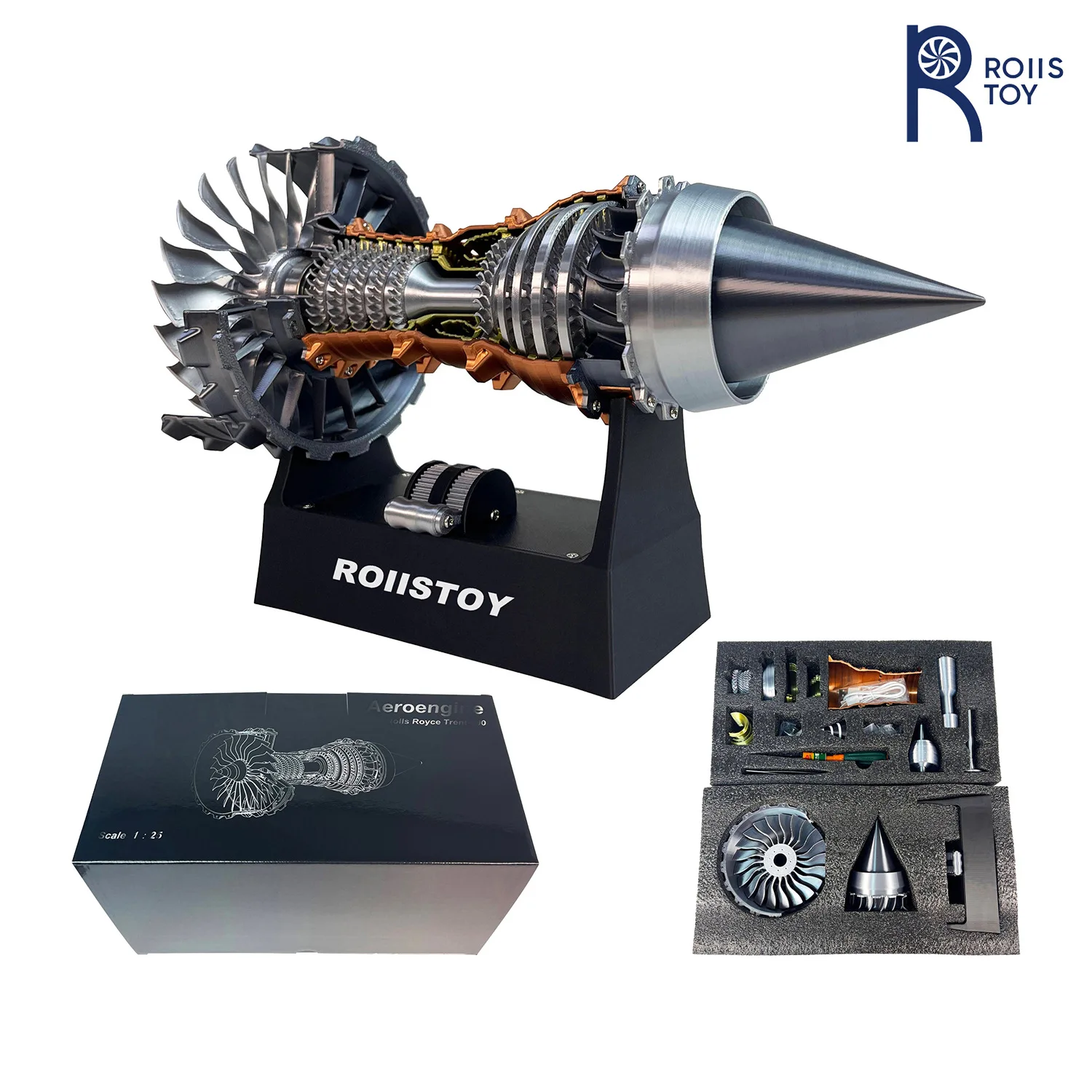 

Turbojet Fan Engine Model With LED Afterburner Effect Realistic Sound For Aviation Enthusiasts Display