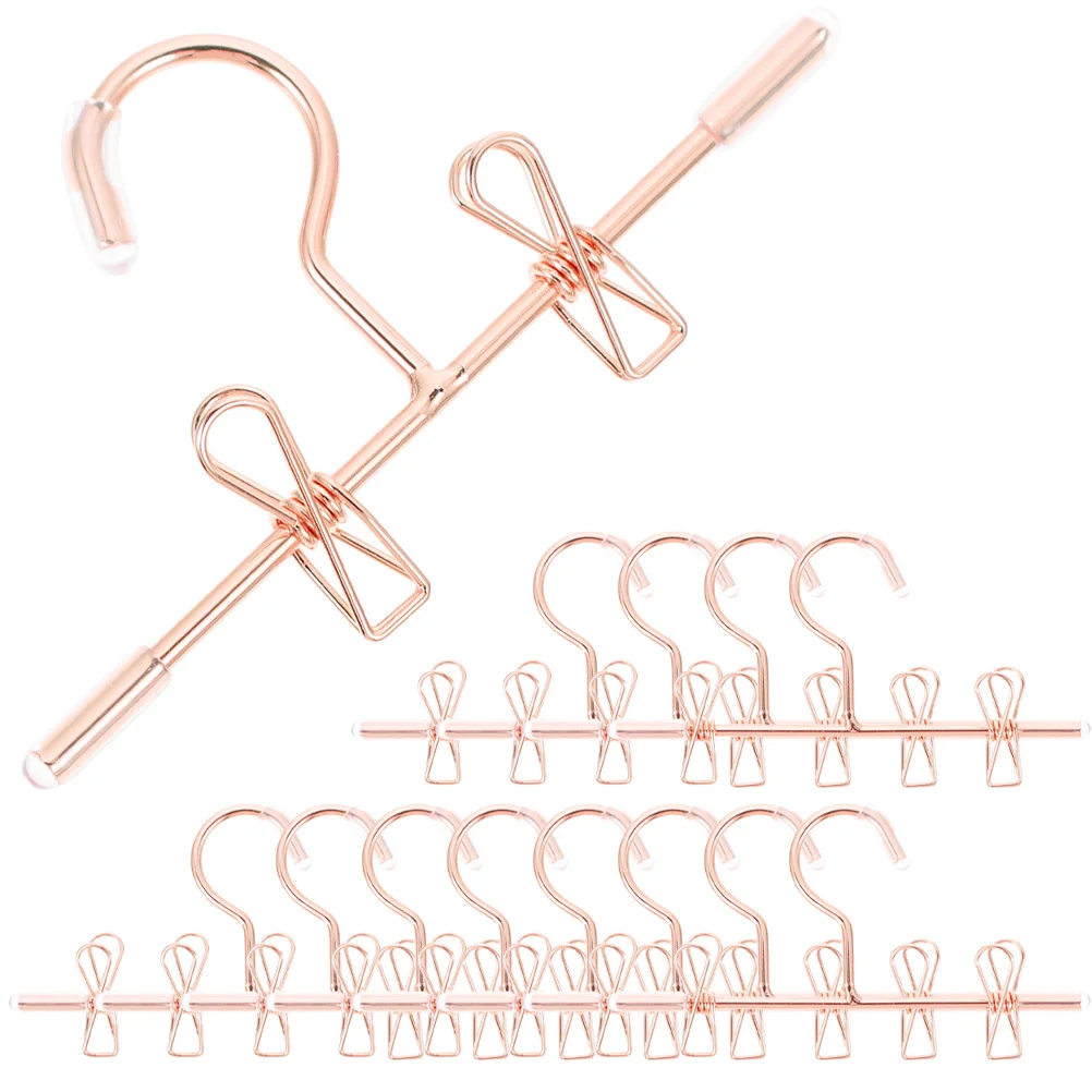 12 Pcs Baby Dolls Hanger Clothes Hangers Mini House Tiny Pet Hanging Rose Gold Supplies