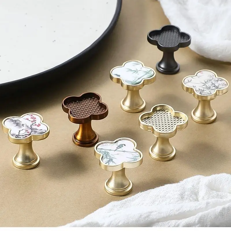 Cabinet Knobs Chinese Painting Pattern Furniture Handles Kitchen Wardrobe Drawer Home Decoration Hardware Supply