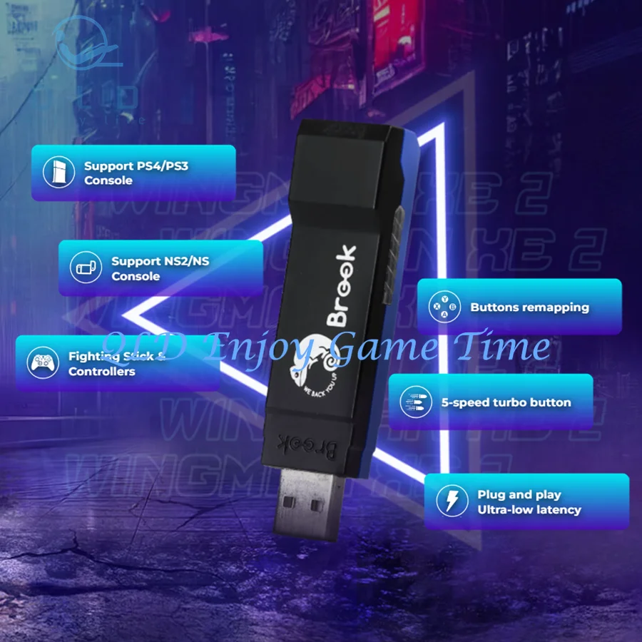 Brook Wingman XE2 USB Adapter Convertor for Xbox Series X S/PS5 Controllers to for PS4/PS3/Switch Console PC