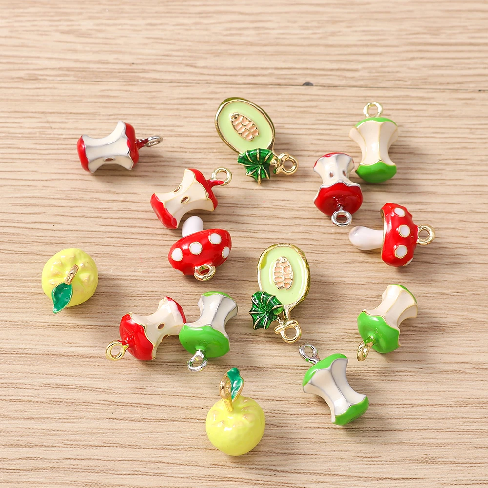 Tusember 5 Stück schöne Anhänger, Pilz-Pomelo-Cantaloupe-Apfel-Anhänger, Charm-Perlen für DIY-Schmuckherstellung mit Sterling-Markenarmbändern – Detail 3