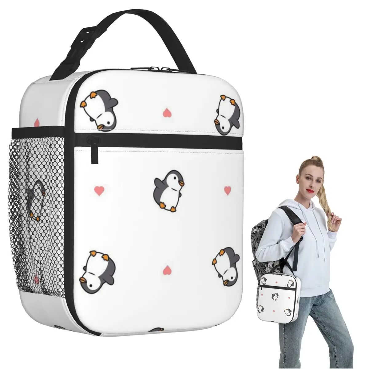 Cute Penguin Insulated Lunch Bag for Women Children Portable Food Boxes Thermal Lunch Box Tote