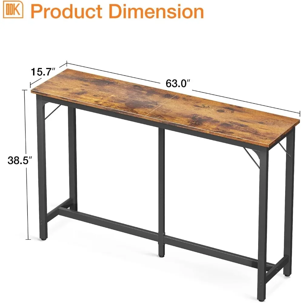 63 inch Bar Table, Bar Height Pub Table, Counter Height Bar Table, Rectangular High Top Kitchen & Dining Counter Tables