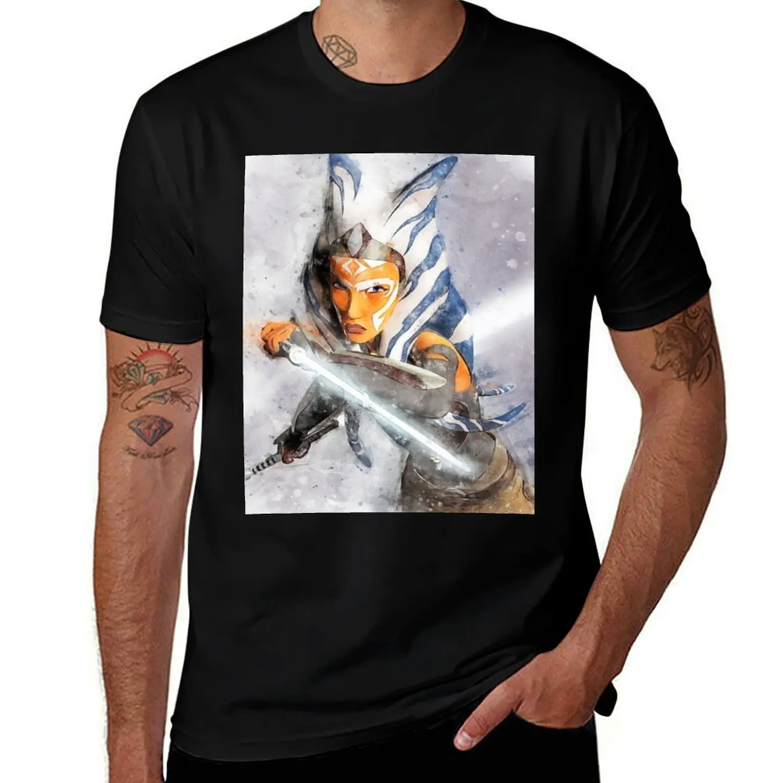 

Ahsoka Tano watercolor T-Shirt sweat boys animal print clothes men t shirts