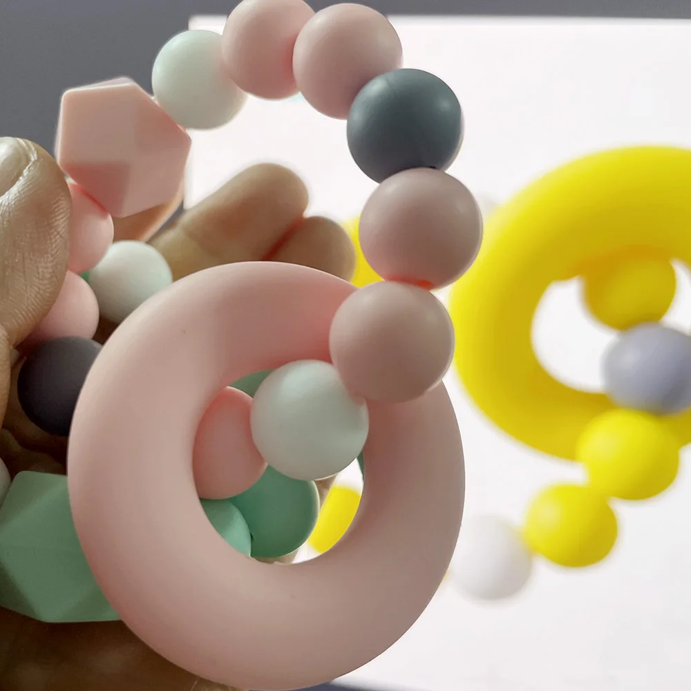 Silicone teether donut DIY round bracelet pendant baby teether chewing bracelet teether