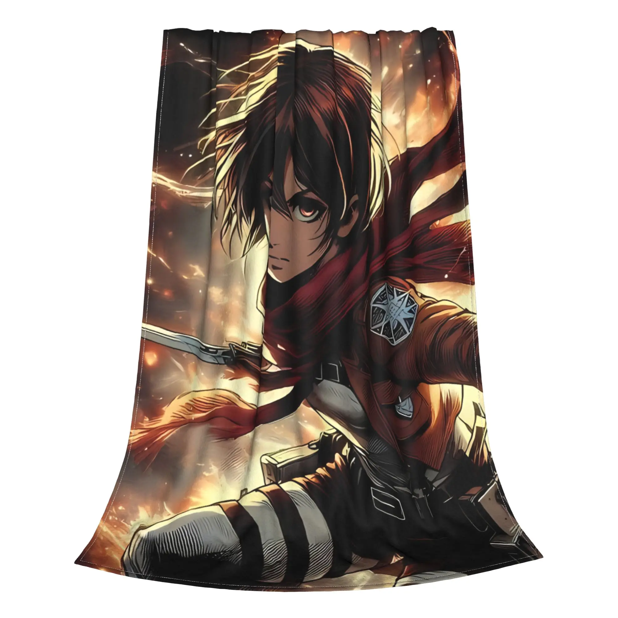 1PC Mikasa Fire aAttack on Titan Home Room Decorations Winter Blankets For Adults Bedding Home Interior Sofa Knee