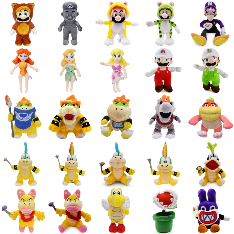 Mario Bros Luigi Princess Peach Daisy Lemmy Larry Bowser Jr. Iggy Koopa Troopa Plush Toys Waluigi Wendy Nabbit Peluche Doll