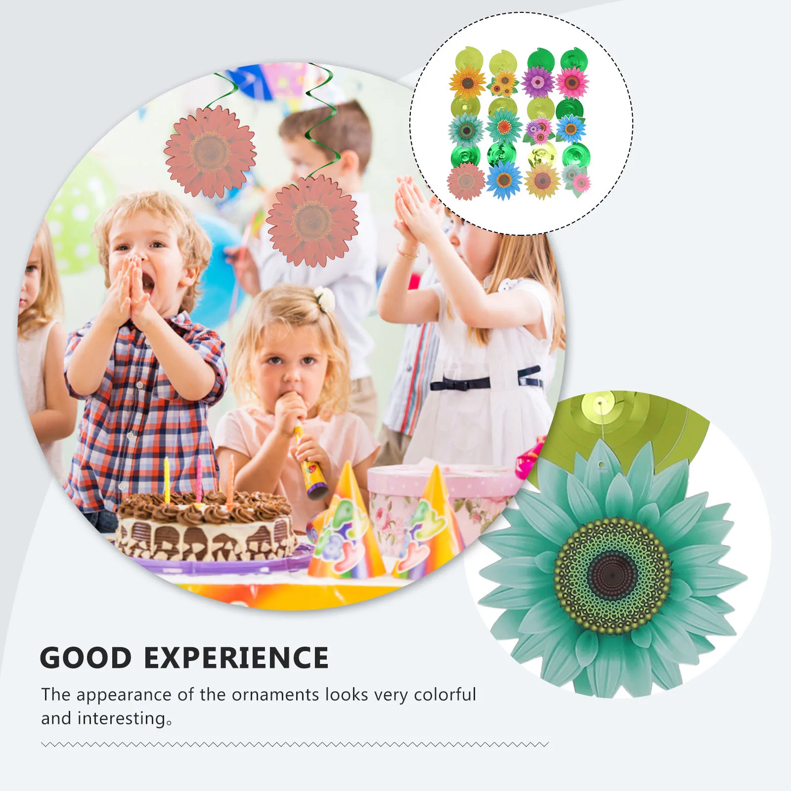 

12Pcs Hanging Sunflower Spiral Swirl Decorations Flower Birthday Party Ceiling Hanging Decor Spiral Banners for Photo Props