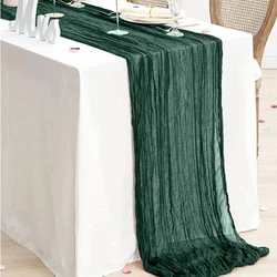 Corredor De Mesa De Gaze Verde, Serapilheira Cheesecloth, Ajuste De Mesa, País Rústico, Casamento, Decoração De Aniversário, Linhos Boho