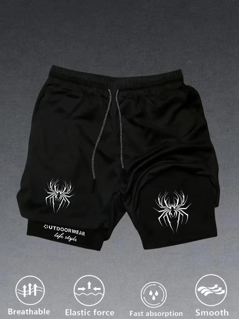 Men's fashionable sports shorts quick drying 2-in-1 multifunctional fitness pants suitable for casual fashion outdoor gym summer