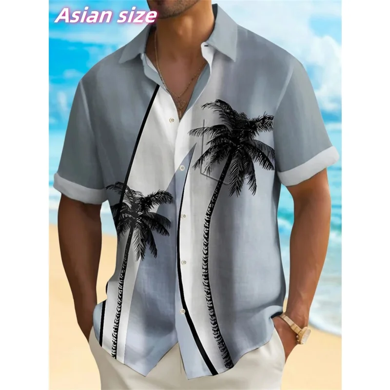 

Parrot Tree Pattern Hawaiian Shirt For Men African Tribes 3D Printed Short Sleeve Summer Loose Street Aloha Shirts Lapel Blouse