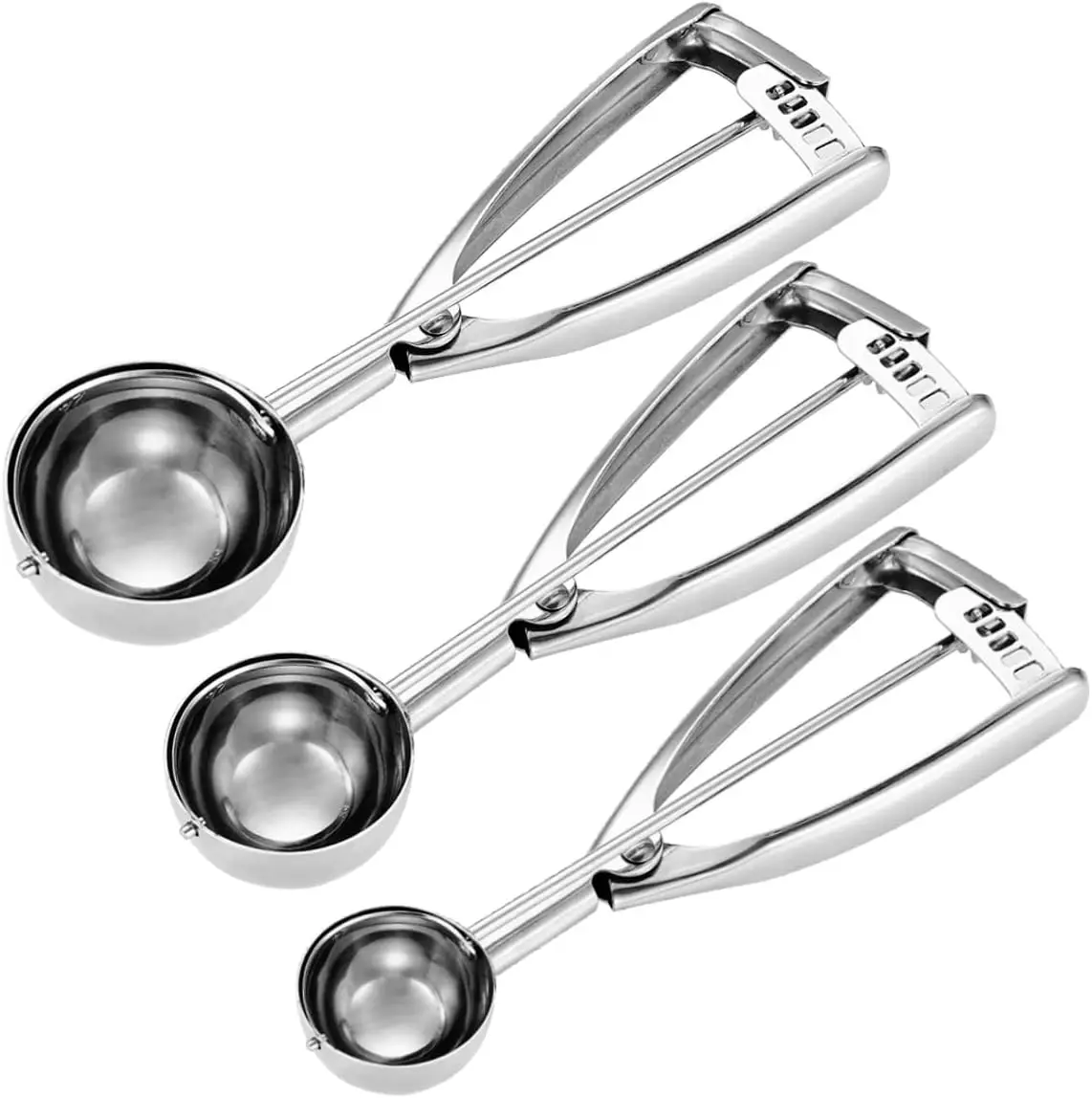 Cookie Scoop Set - Small/1 Tbsp, Medium/2 Tbsp, Large/3 Tbsp - Cookie Dough Scoop, Cookie Scoops for Baking Set of 3, Heavy-Duty