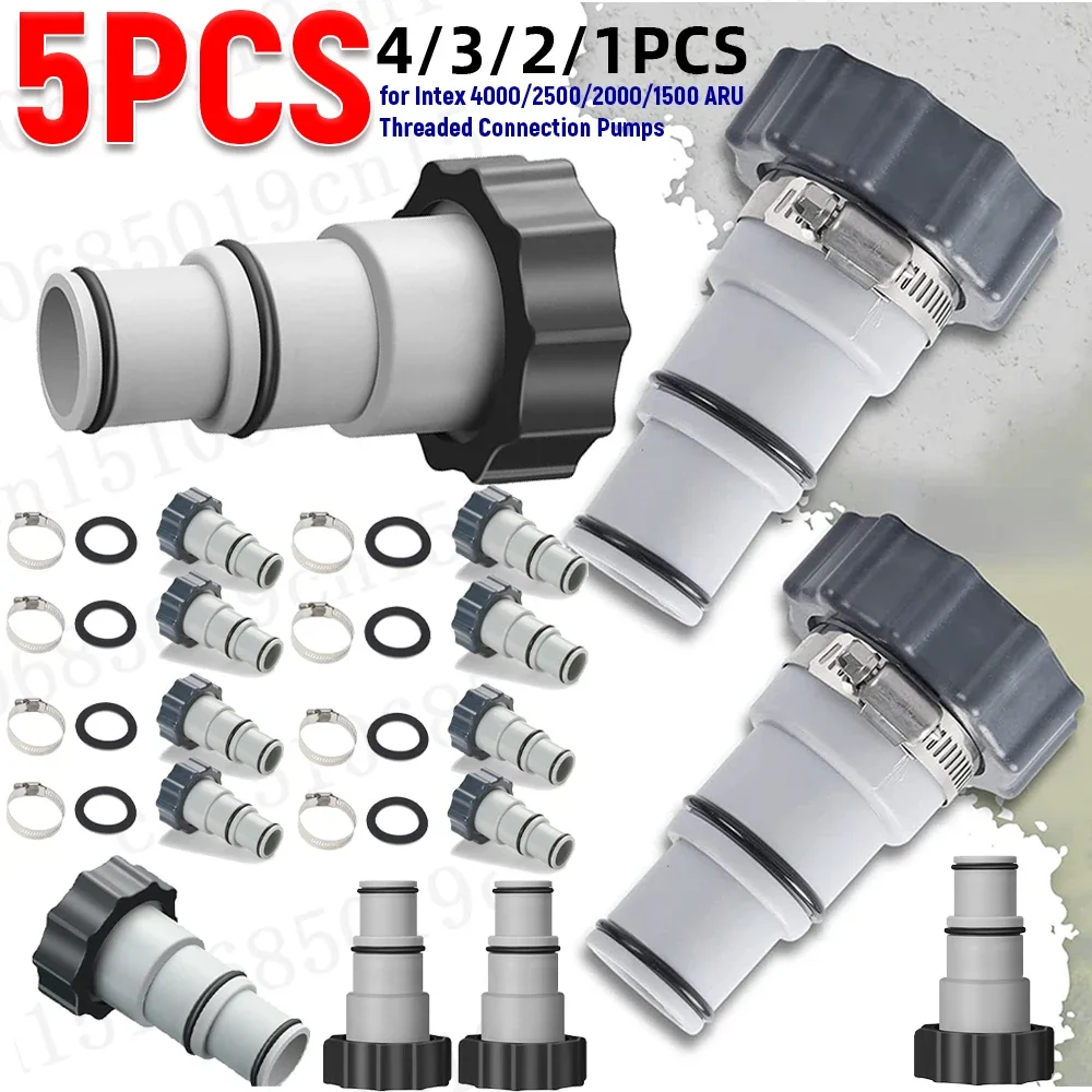 Adaptador de manguera de piscina de repuesto con Collar para bombas de conexión roscadas, adaptador de manguera para Intex 4000 2500 2000 1500 ARU