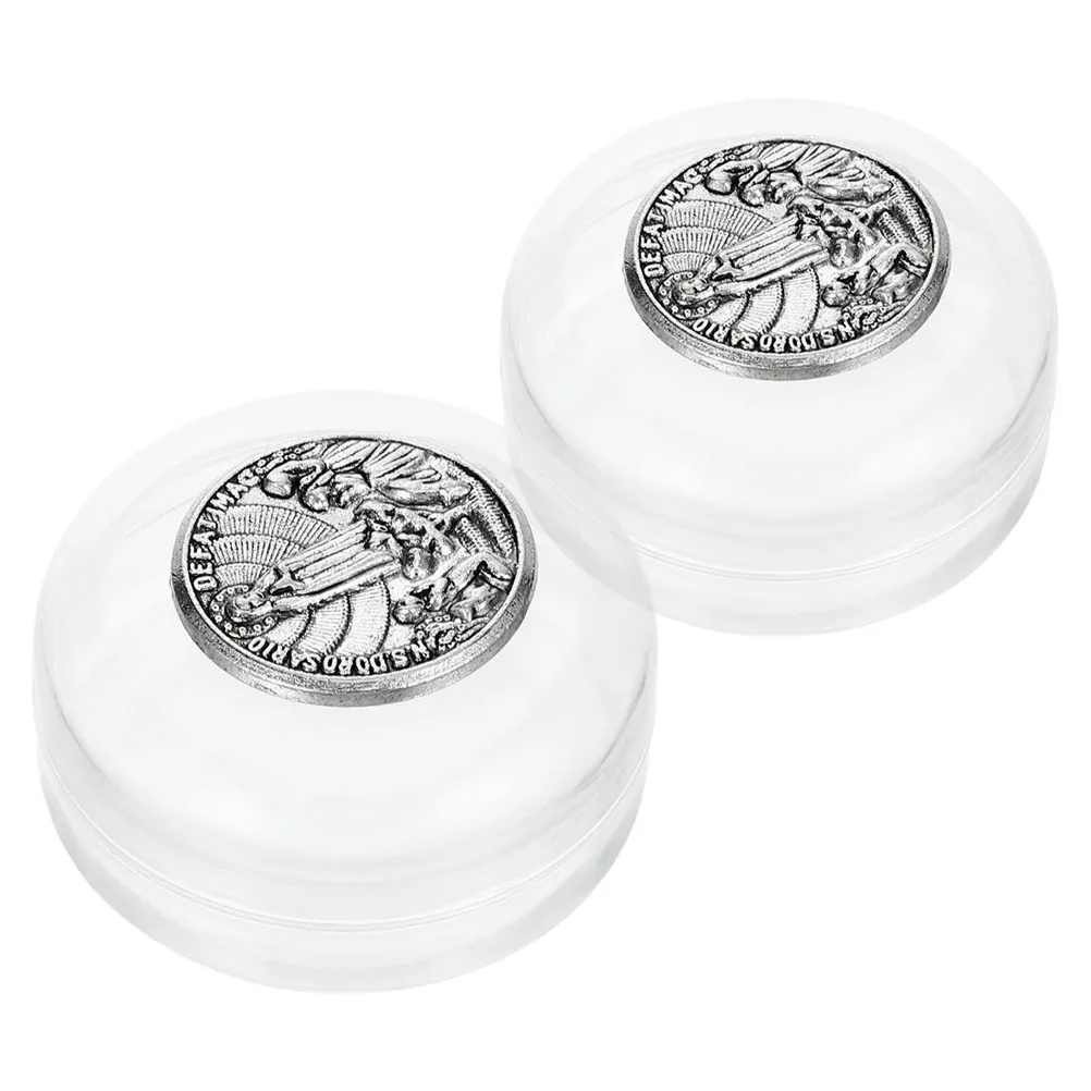 Caja de joyería de Rosario de Metal católico, estuche compacto de recuerdo para ceremonias cristianas, diseño de la Virgen María, baratija religiosa, 2 uds.