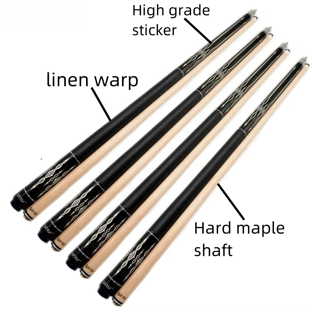 Factory Wholesale Selling Billiard Pool Cue Linen Warp Sticker Cue Hard Maple Shaft 1/2 Split Cue Unilock Joint