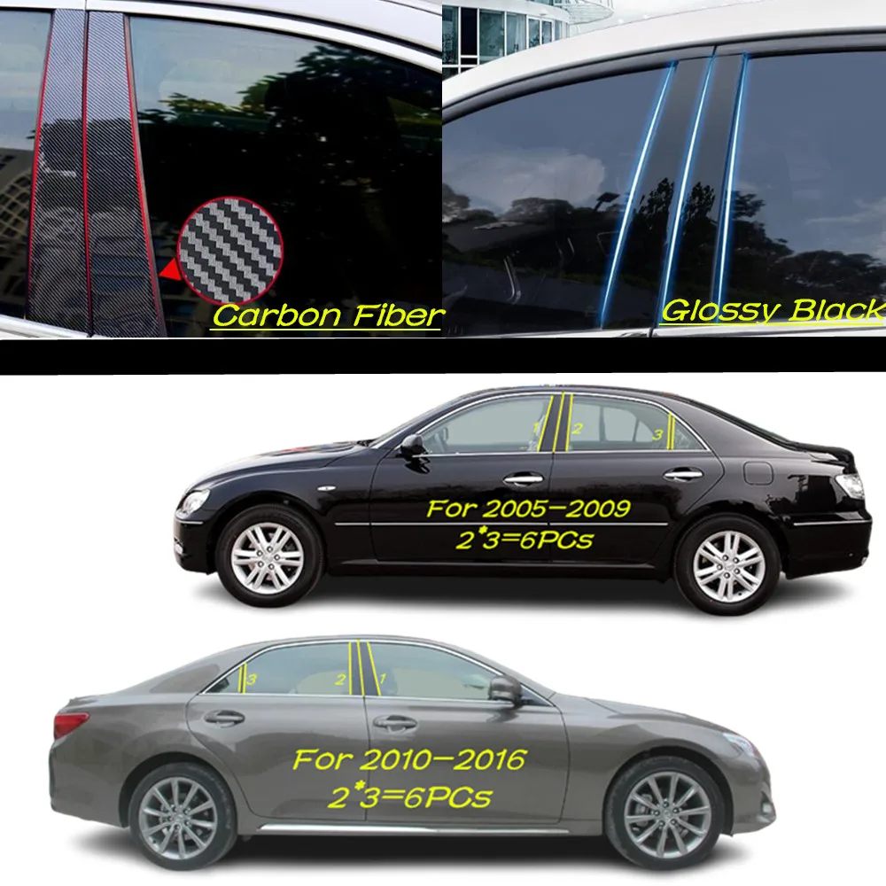 

Car PC Material Pillar Post Cover Door Trim Window Molding Sticker Plate Accessories For Toyota Reiz/MARK X 2005-2009 2010-2016