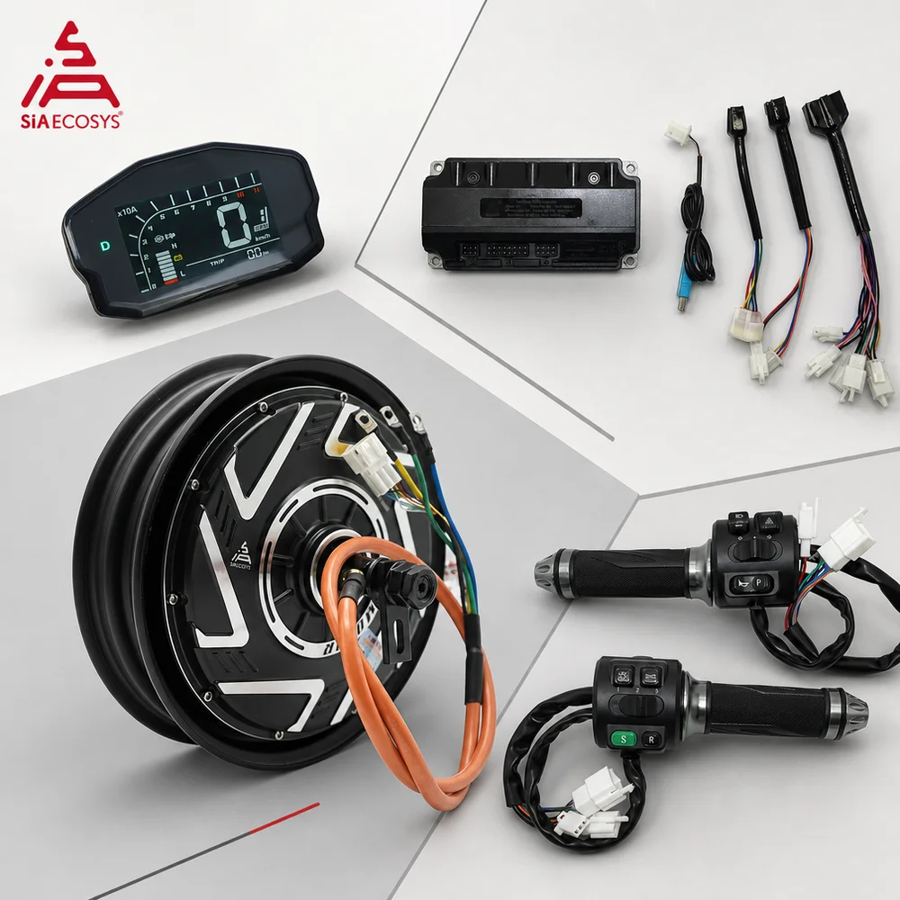 1500W 10x2.15 Electric Scooter Motorcycle Hub Motor Kits QS219 V1 with Votol EM80GTSP ONE LINE Controller DKD LCD Speedometer