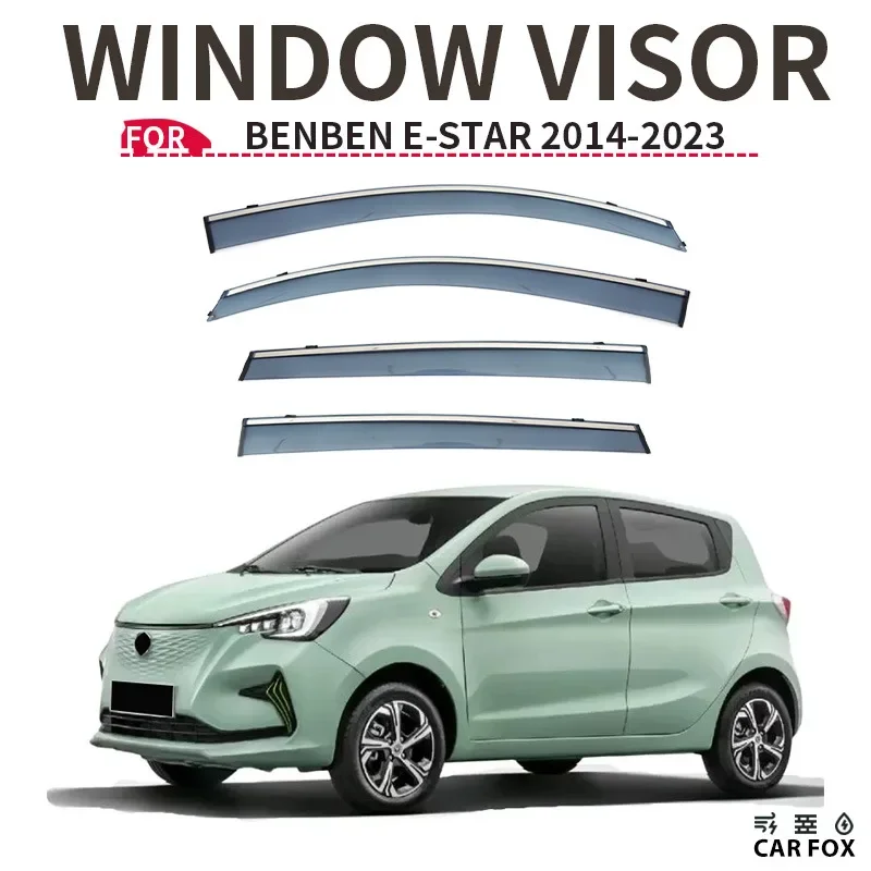 For BenBen EV E-Star MINI 2010-2023 Black Car Window Visor Awning Shelters Windshield Side Window Rain Sun Shade Accessories