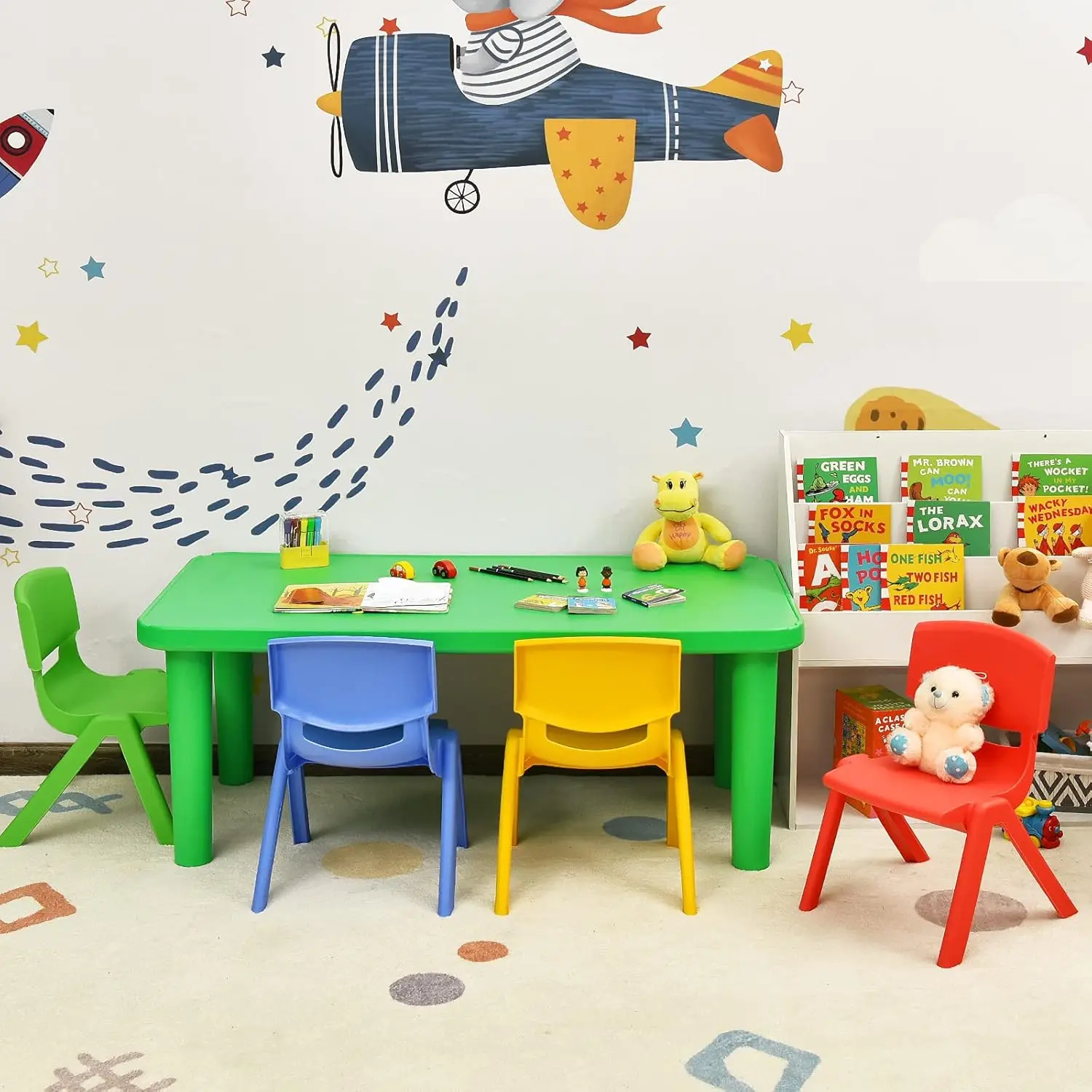 Kids Chairs, Stackable Plastic Learn and Play Chair for School Home Play Room, Colorful Chairs for Toddlers, Boys, Girls