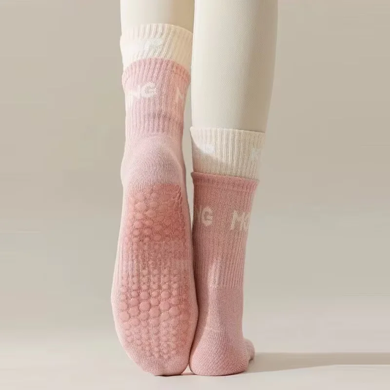 Women's Mid-Tube Yoga Sports Socks High Elasticity Anti-Slip Running Socks Comfortable Breathable Gym Workout Footwear