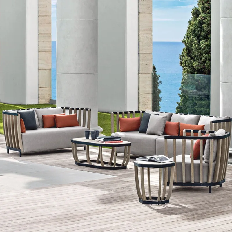 

Cross-border Nordic outdoor teak sofa courtyard villa outdoor furniture B & B garden balcony teak sofa combination