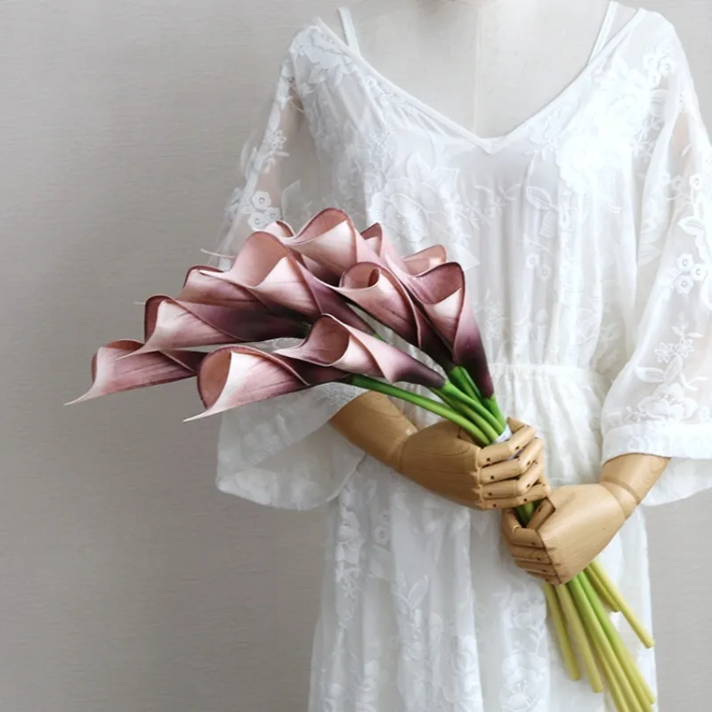 

Calla lily bouquet simulated flower French bride wedding travel photography home desktop display decoration purple pink rose
