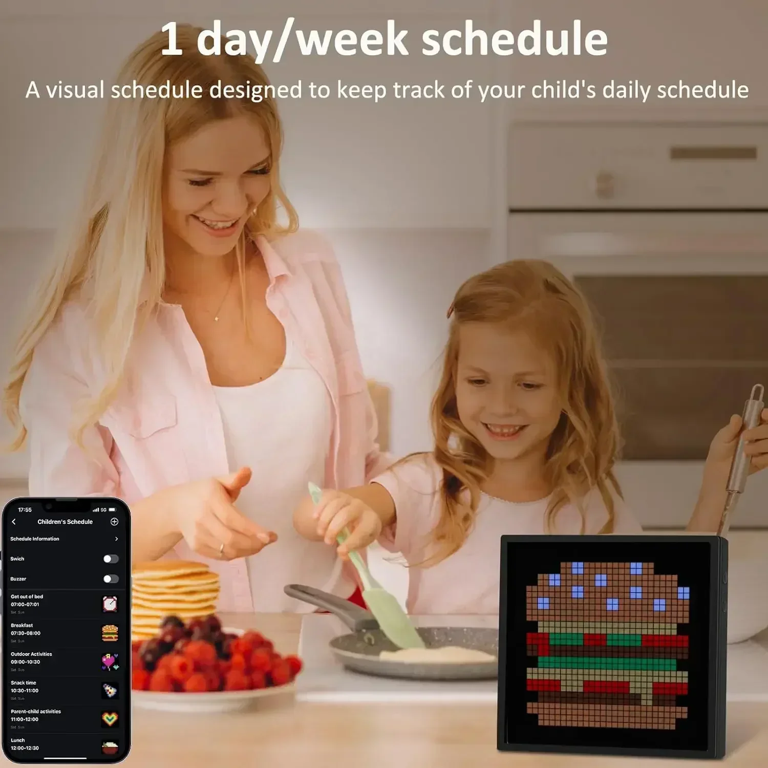Pantalla LED de píxeles, Control por aplicación, luz nocturna programable, animación de patrón de texto DIY para decoración del hogar, dormitorio, sala de juegos