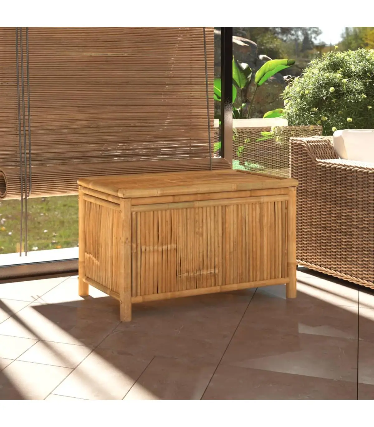 Outdoor storage boxes bamboo garden storage box 90x52x55 cm