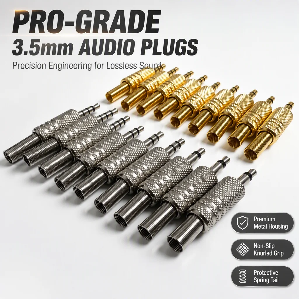 3.5mm 2Pole 3Pole TRRS Male Construction Plug Repair Headphone Jack Audio Soldering Replacement Connector for Earphone