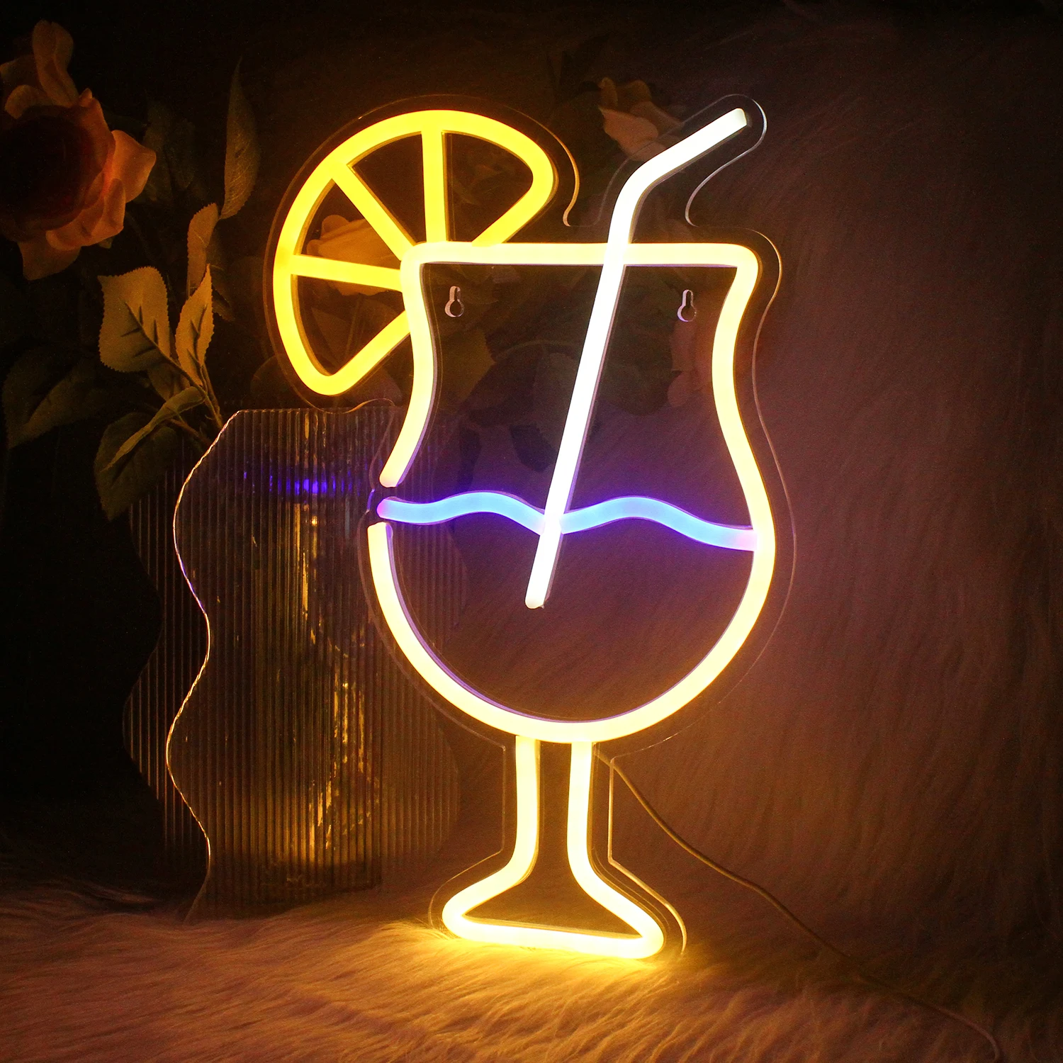 Clicks Cup Neon Sign LED Lights, Design créatif, Glow Party Decoration, Bar Festival, Pub Art Wall Face Logo Night Light Lamp